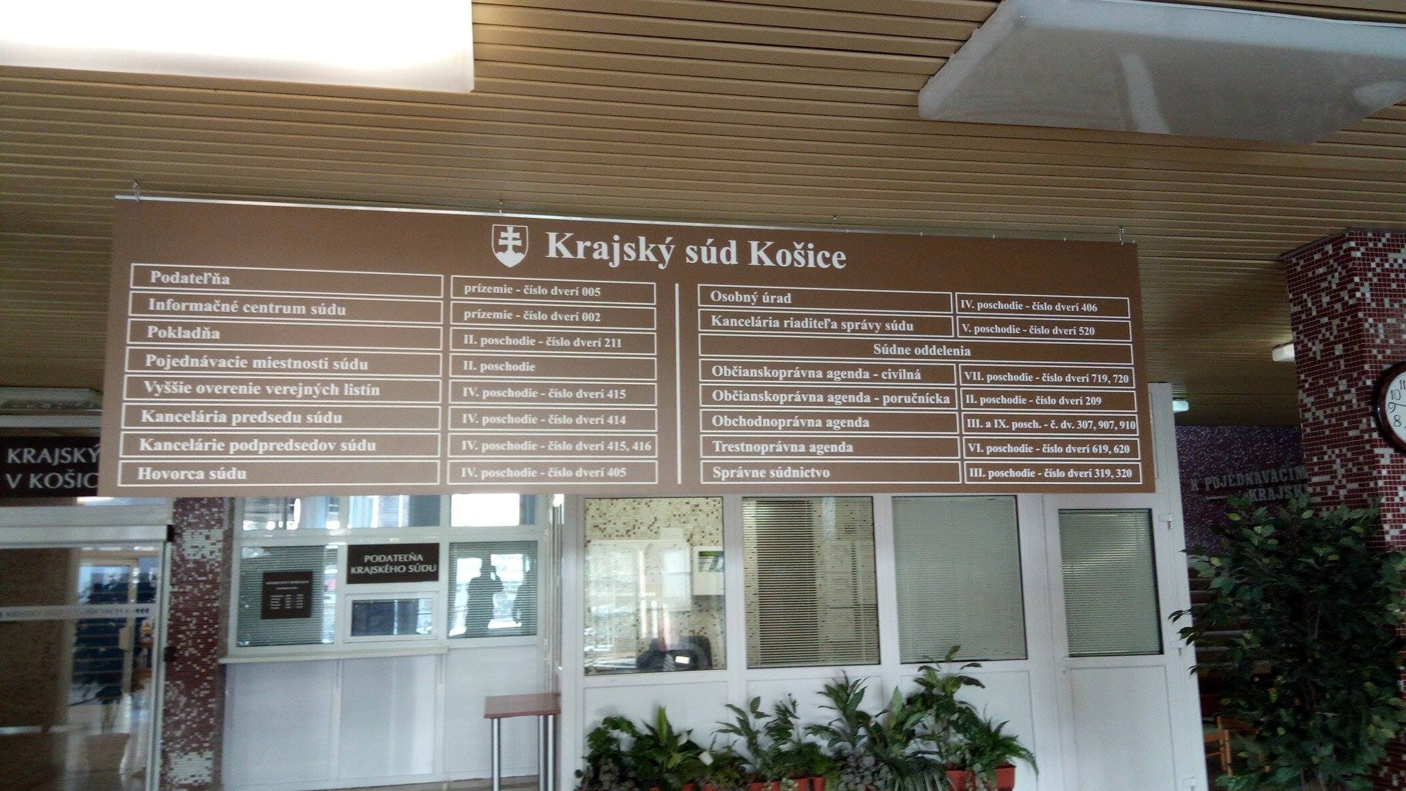Orientačné tabule Krajský súd Košice